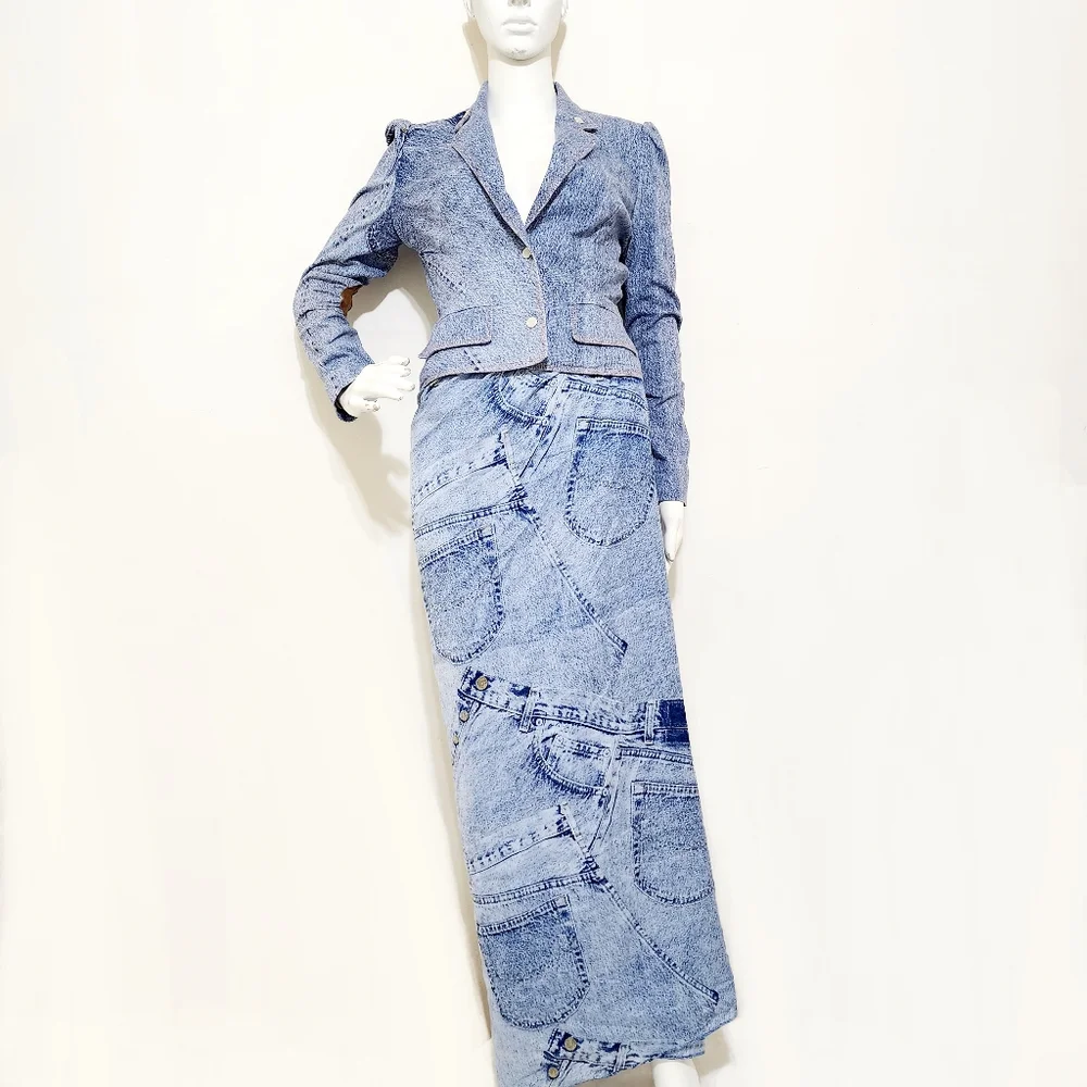 Rare Dior 2000 Blazer Denim Set sz XS